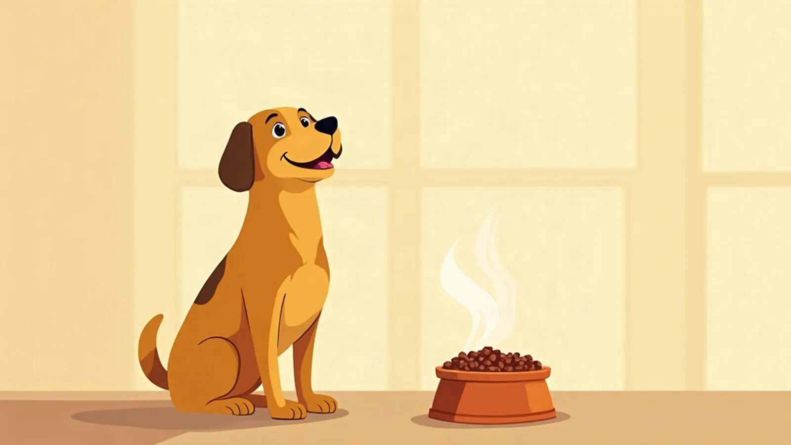 A dog sitting beside a full bowl of food